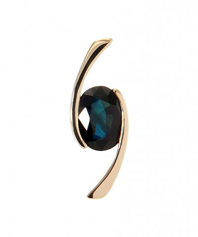 Pendentif Saphir Bleu Ovale 8x6mm en Or Jaune 750 pour femme - Bijoux Trabbia Vuillermoz